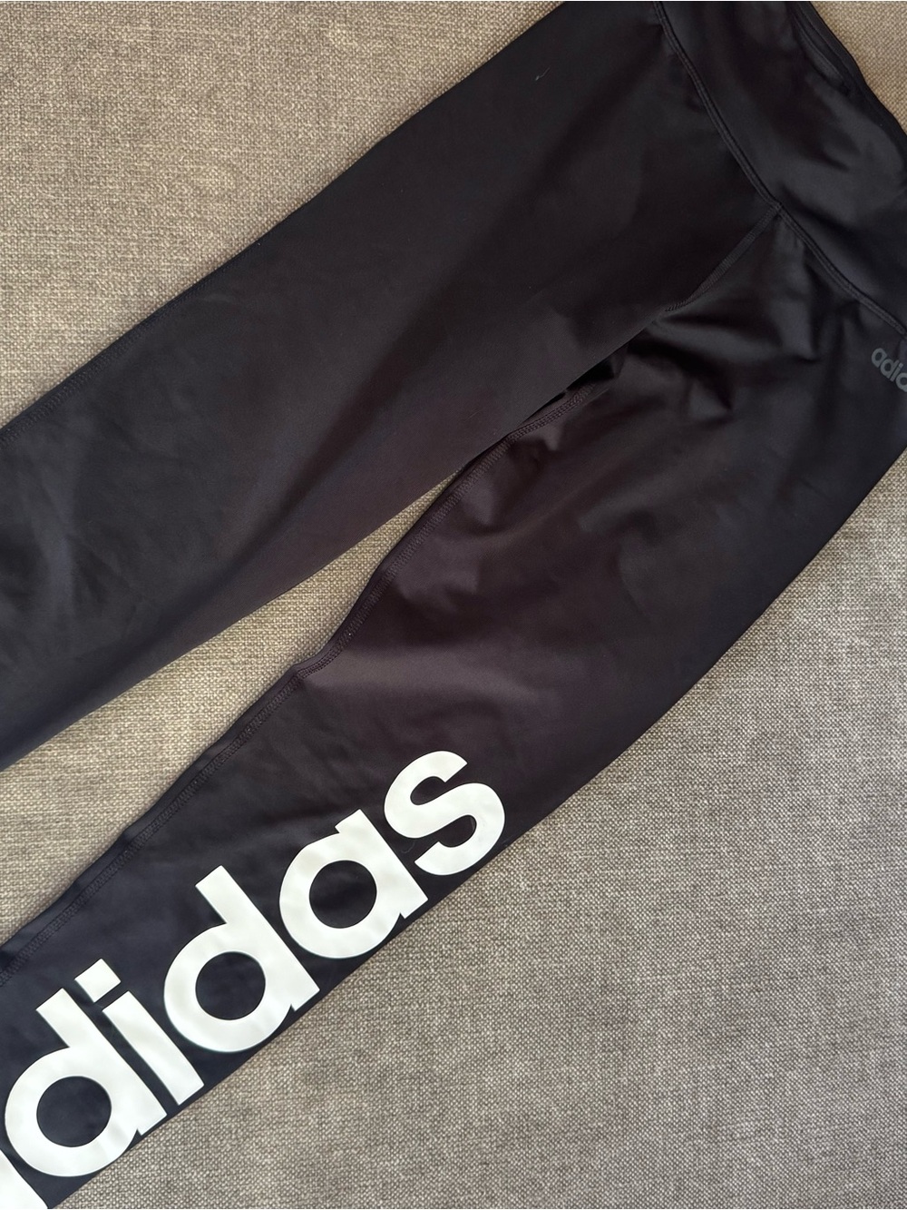 adidas Black Leggings with White Logo Print
